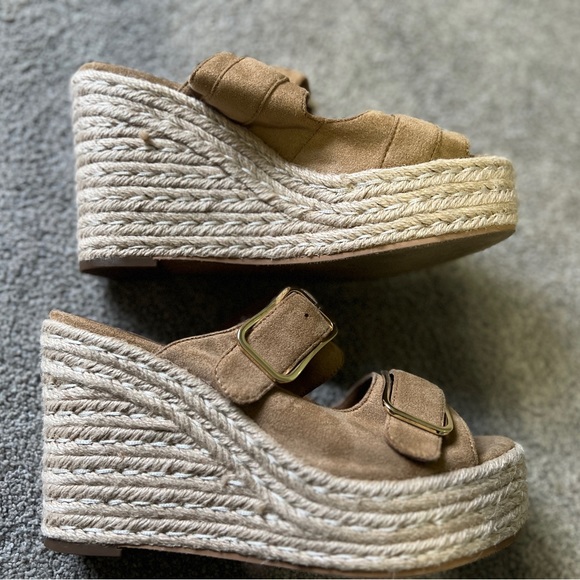 BP Dani Suede Tan Platform Espadrilles - Picture 3 of 7